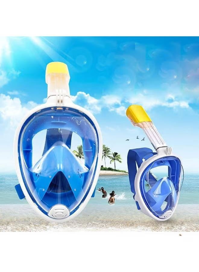 Full Face Snorkel Mask with Anti-Fog 180-Degree Panoramic View, Blue/White - Image 1