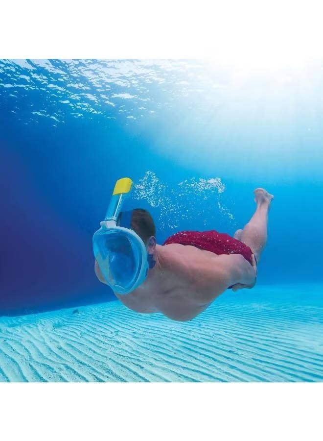 Full Face Snorkel Mask with Anti-Fog 180-Degree Panoramic View, Blue/White - Image 2