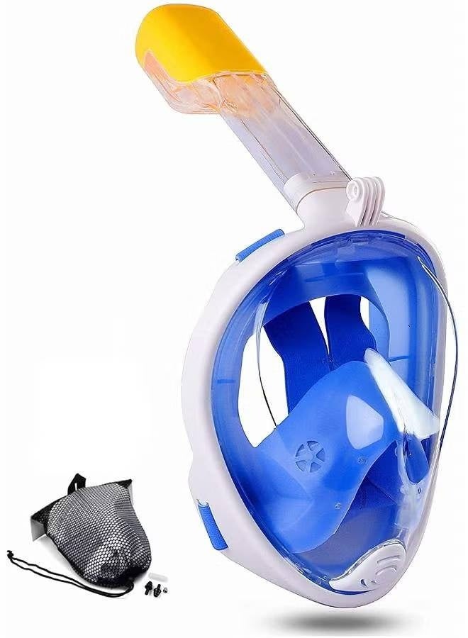 Full Face Snorkel Mask with Anti-Fog 180-Degree Panoramic View, Blue/White - Image 3