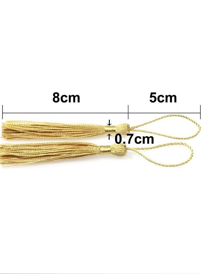 هابي دي 100 قطعة ذهبية خفيفة بمقاس 13 سم / 5 بوصة شريط سلكي يدوي الصنع مع شريط خفيف وسلك مع حلقة حبل لصنع المجوهرات وإكسسوارات الحرف اليدوية. - Image 5