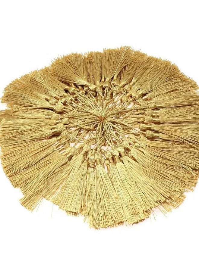 هابي دي 100 قطعة ذهبية خفيفة بمقاس 13 سم / 5 بوصة شريط سلكي يدوي الصنع مع شريط خفيف وسلك مع حلقة حبل لصنع المجوهرات وإكسسوارات الحرف اليدوية. - Image 2