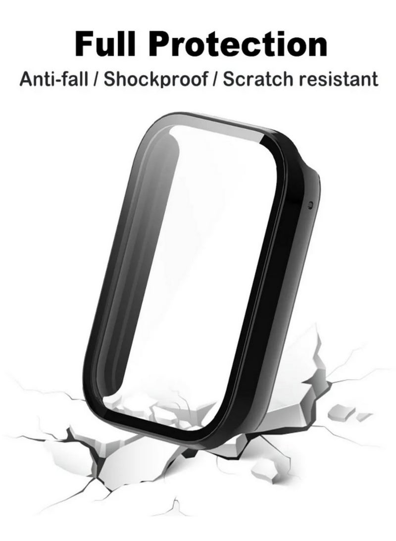 1pcs Watch Case for Xiaomi Mi Band 9 Pro Tempered Glass Screen Protector All Around Hard PC Protective Bumper Cover Accessories Black - Image 2
