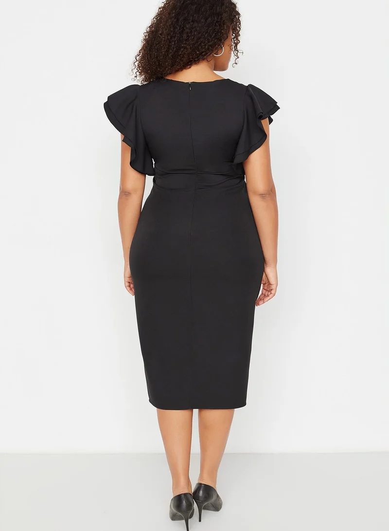 Trendyol Curve Ruffle Sleeve Sheath Dress