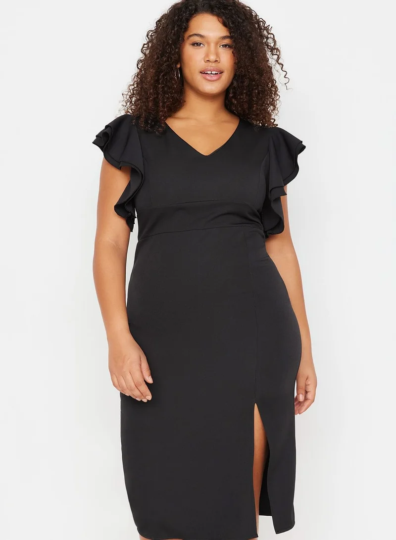 Trendyol Curve Ruffle Sleeve Sheath Dress