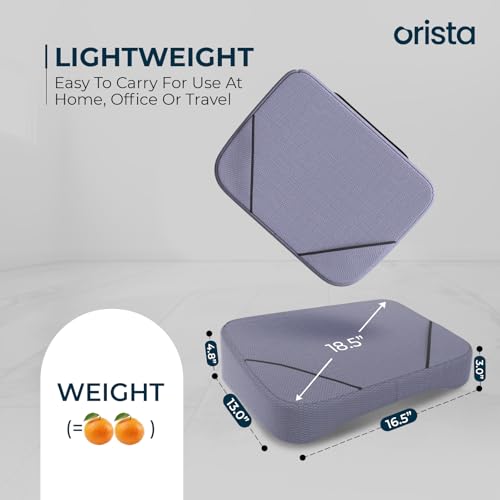ORISTA™ Lite Lap Desk Pillow | 2 Years Warranty | Soft & Comfortable | Ideal for Laptop Reading & Gaming | Built-in Storage Pocket & Handle | Perfect for Bed, Sofa & Floor | Grayish Blue Mesh - Image 5