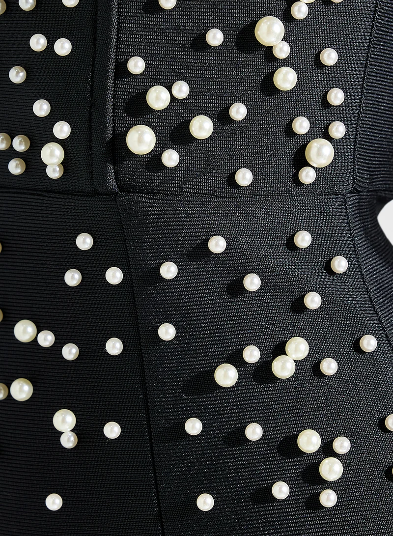Ginger Boutique Pearl Embellished Gown Dress