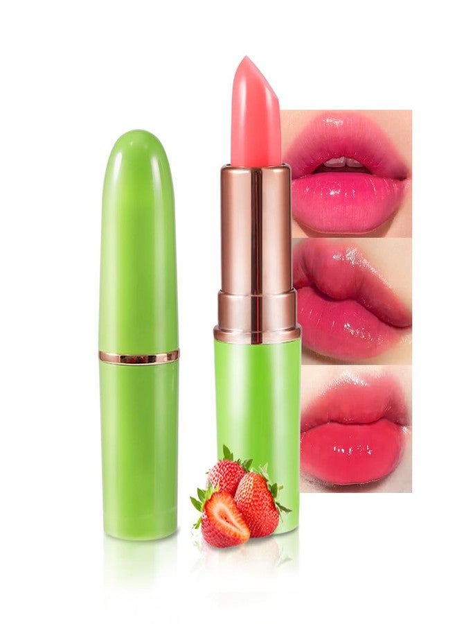BINGBRUSH Aloe vera Color Changing Lipstick,Moisturizer Long Lasting Lip Care Magic Lip Gloss,Makeup Lipstick Set (1pc 02#Strawberry, A-1pc) - Image 1