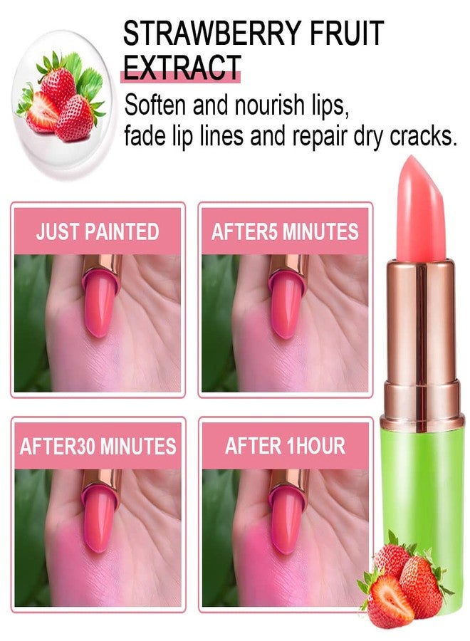 BINGBRUSH Aloe vera Color Changing Lipstick,Moisturizer Long Lasting Lip Care Magic Lip Gloss,Makeup Lipstick Set (1pc 02#Strawberry, A-1pc) - Image 3