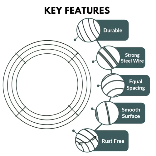 Upstout 2-Pack 10 Inch Wire Wreath Frame – Round Metal Wreath Form with Ring Design for DIY Crafts, Floral Projects, and Home Decor – Dark Green Wire Frame for Christmas Holiday & Weddings - Image 4