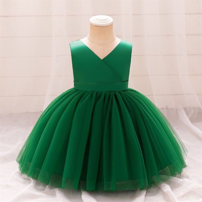 Girls Summer Princess Dress Tulle Skirt L2225xza-dark green