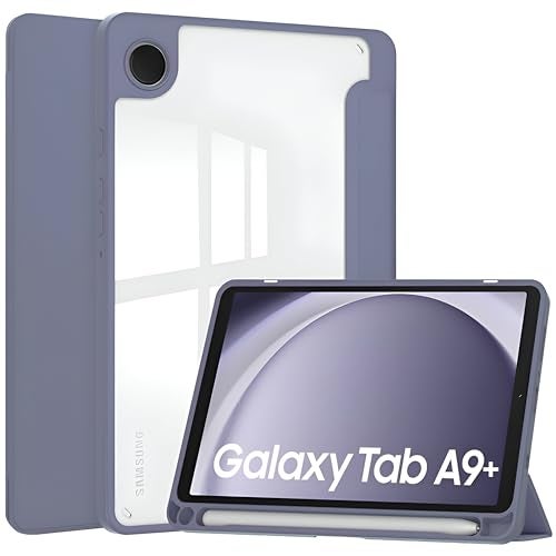 ProElite Cover for Samsung Galaxy Tab A9 Plus 11 inch Cover Case, Smart Flip Case Cover for Samsung Galaxy Tab A9+ 11 inch with S Pen Holder, Lavender [Transparent Back] - Image 1