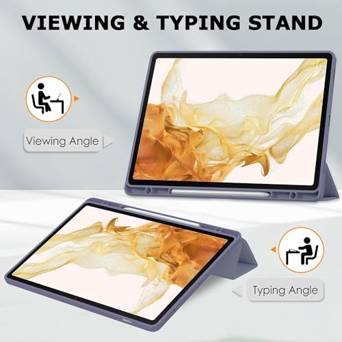 ProElite Cover for Samsung Galaxy Tab A9 Plus 11 inch Cover Case, Smart Flip Case Cover for Samsung Galaxy Tab A9+ 11 inch with S Pen Holder, Lavender [Transparent Back] - Image 5