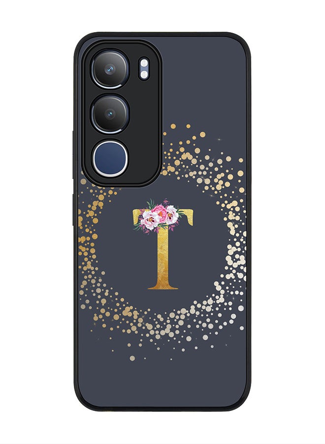 Stylizedd For vivo Y19s / Y19s Pro Case,Slim fit Camera Protection, Shockproof Thin Phone cover  - Custom Monogram Floral - T  (Grey )