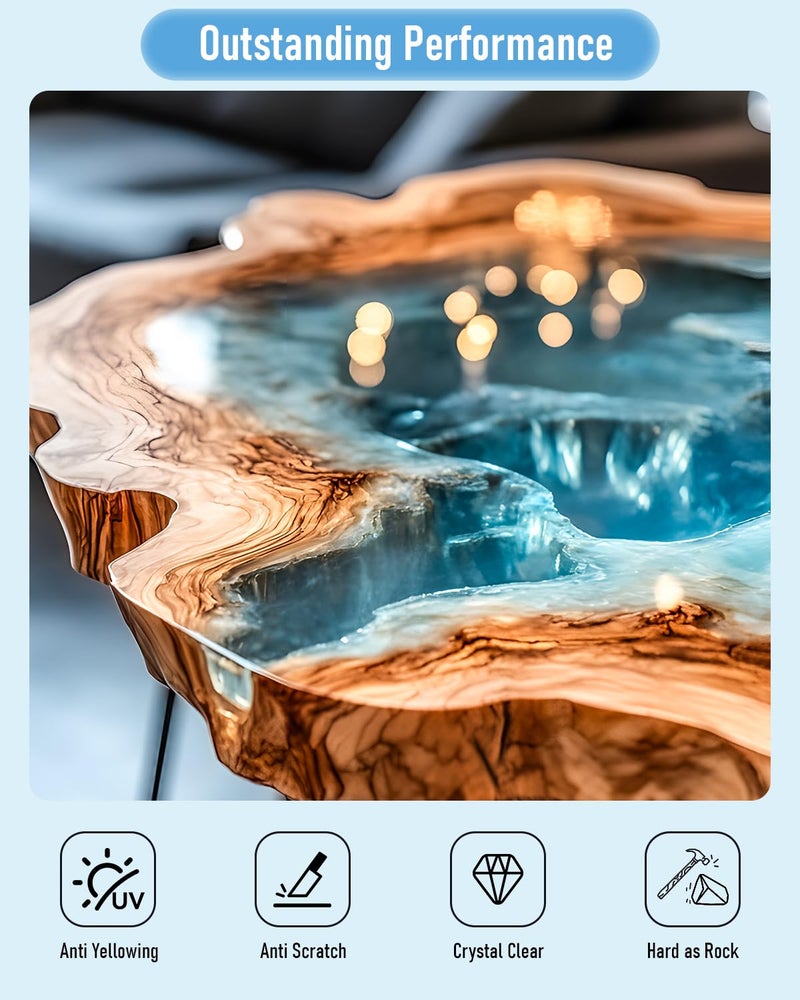 Nicpro مجموعة راتنج الإيبوكسي الكريستالي الواضح 1 جالون من نيكبرو، لا يتحول إلى اللون الأصفر وخالي من الفقاعات، راتنج آمن للطعام للتغطية والصب، الحرف اليدوية، صنع المجوهرات، الفنون، القوالب، أسطح الطاولات، الخشب - Image 4