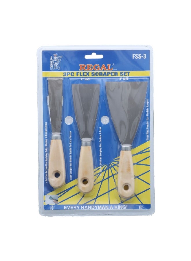 FSS-3 طقم مكشطة حادة مرنة 3 قطع البيج والفضي
