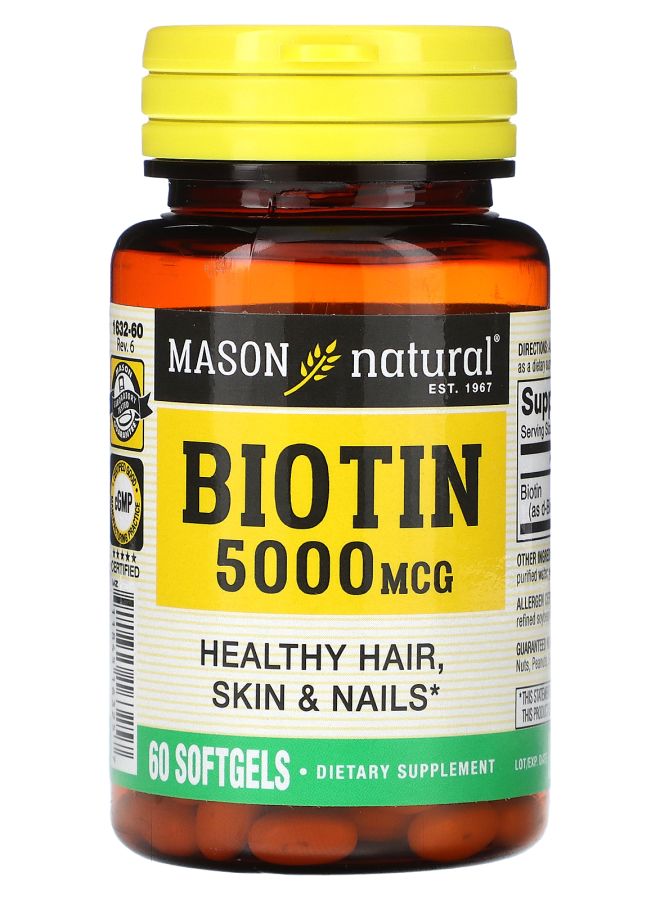 Mason Natural Biotin 5000 mcg 60 Softgels - Image 1
