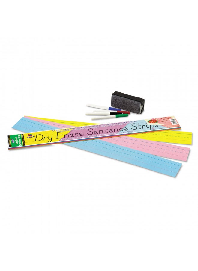 Pacon Pacon Dry Erase Sentence Strips, 3 x 24 Inches, Assorted Colors, Pack of 30  - Image 2