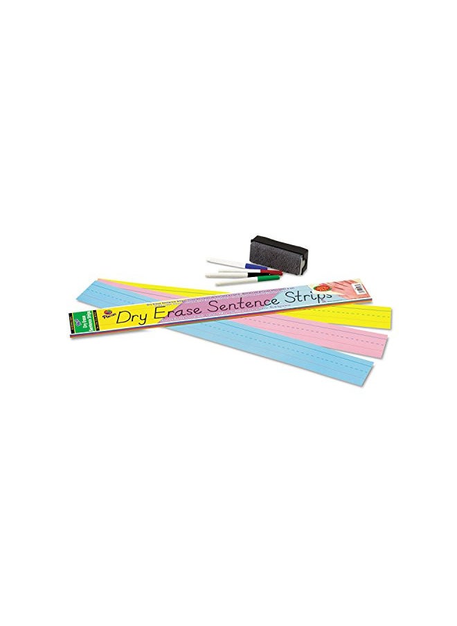 Pacon Pacon Dry Erase Sentence Strips, 3 x 24 Inches, Assorted Colors, Pack of 30  - Image 1