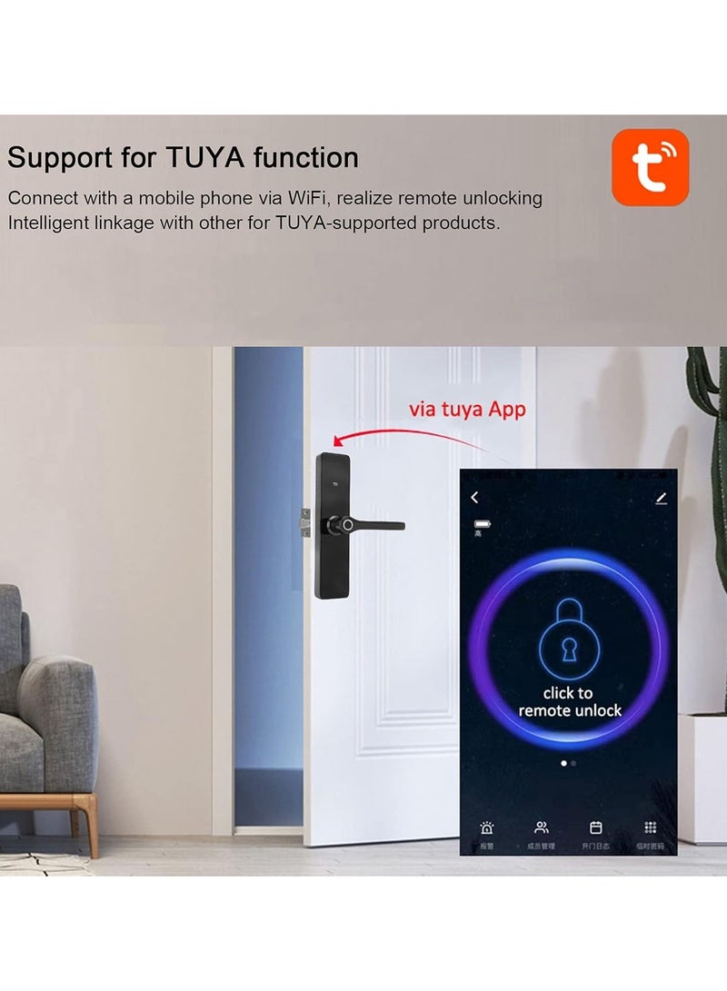 GGOOT Smart Wifi Door Lock, Biometric Fingerprint Door Lock, Support IC Card Fingerprint Password Key Unlock, Intelligent Voice Navigation Virtual Password Design for Home Office Hotel - Image 4