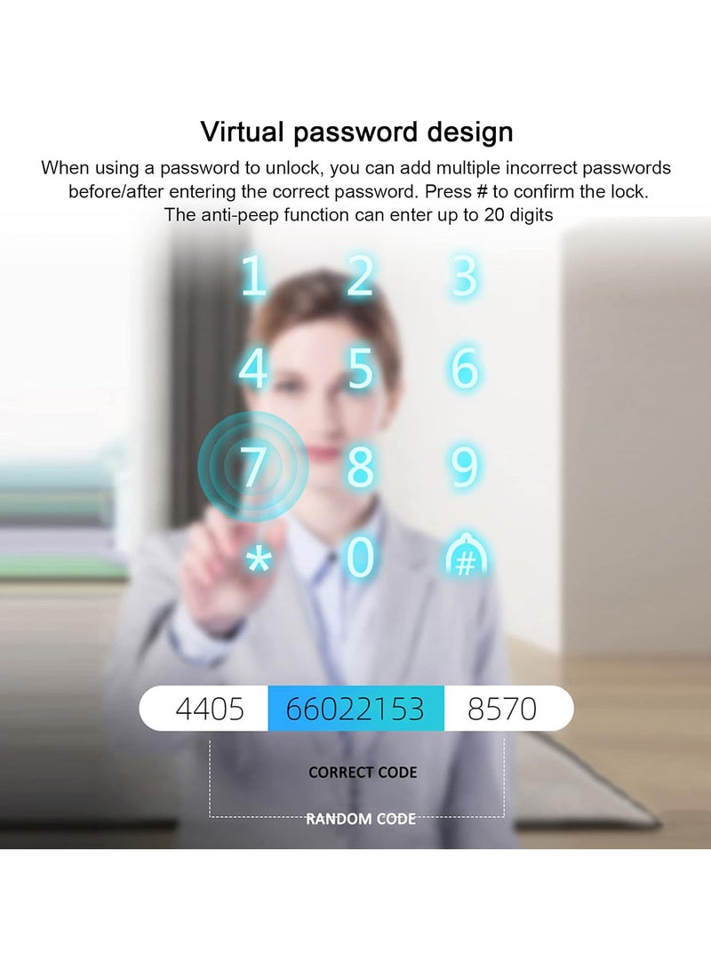 GGOOT Smart Wifi Door Lock, Biometric Fingerprint Door Lock, Support IC Card Fingerprint Password Key Unlock, Intelligent Voice Navigation Virtual Password Design for Home Office Hotel - Image 5