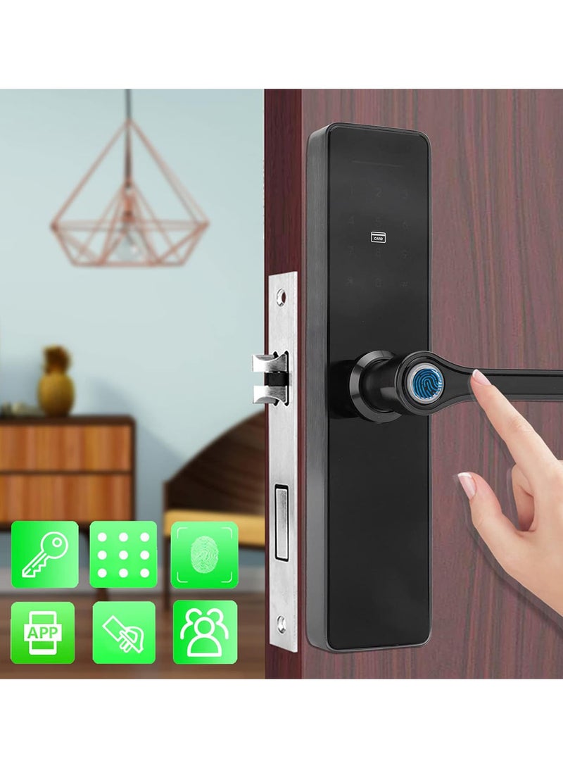 GGOOT Smart Wifi Door Lock, Biometric Fingerprint Door Lock, Support IC Card Fingerprint Password Key Unlock, Intelligent Voice Navigation Virtual Password Design for Home Office Hotel - Image 3