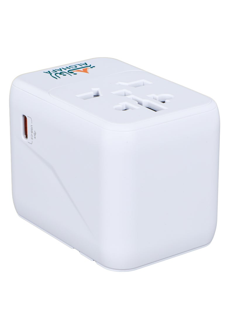 ALGHAFA Adapter Worldwide 30 W, Universal Travel Adapter, Universal Socket Adapter with 2 USB and 3 Type-C Ports, Travel Plug for Germany, England, USA, Australia and Over 180 Countries, From AL GHAFA  - Image 2