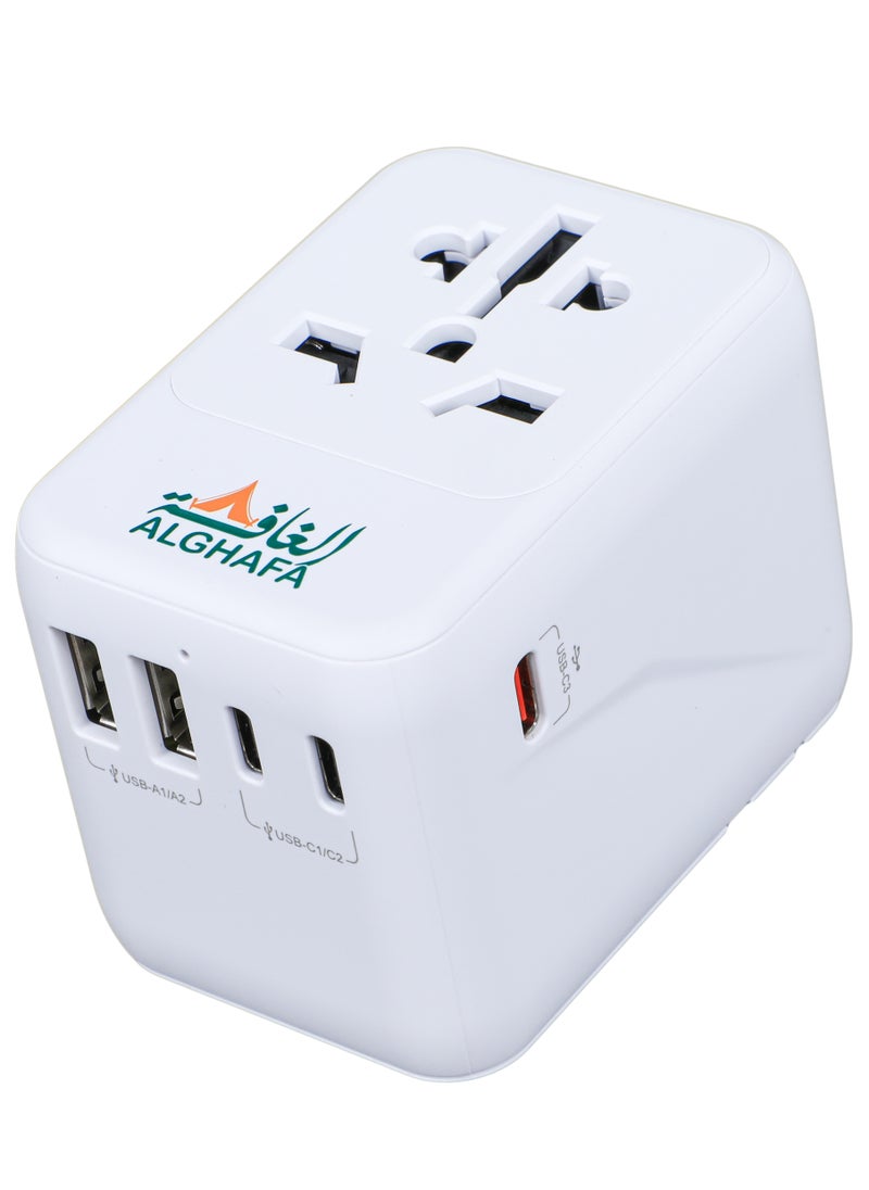 ALGHAFA Adapter Worldwide 30 W, Universal Travel Adapter, Universal Socket Adapter with 2 USB and 3 Type-C Ports, Travel Plug for Germany, England, USA, Australia and Over 180 Countries, From AL GHAFA  - Image 1