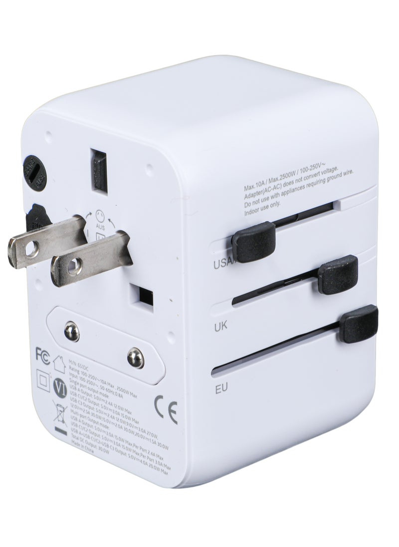 ALGHAFA Adapter Worldwide 30 W, Universal Travel Adapter, Universal Socket Adapter with 2 USB and 3 Type-C Ports, Travel Plug for Germany, England, USA, Australia and Over 180 Countries, From AL GHAFA  - Image 3