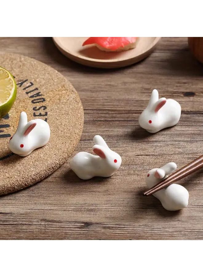 Pink Eared Rabbit Creative Ceramic Chopsticks Storage Pillow Durable Household Tableware - Image 1