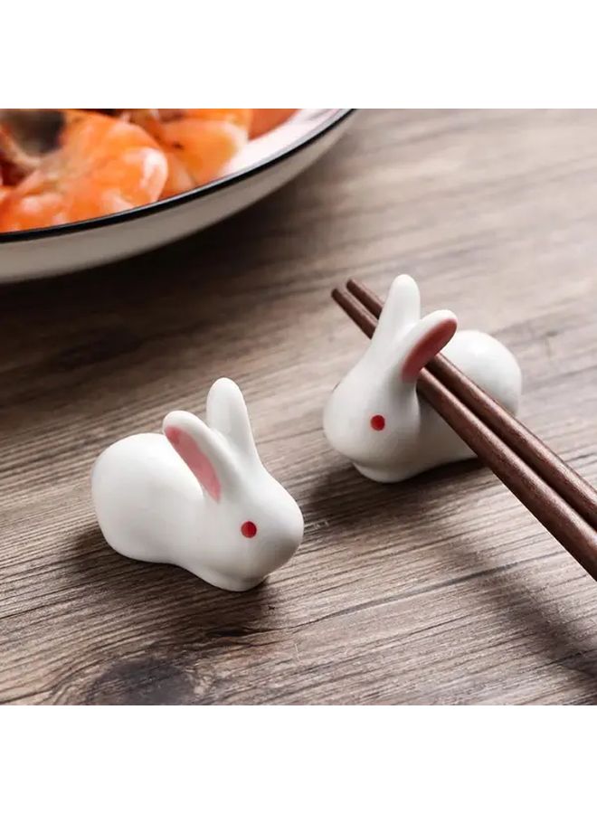 Pink Eared Rabbit Creative Ceramic Chopsticks Storage Pillow Durable Household Tableware - Image 5