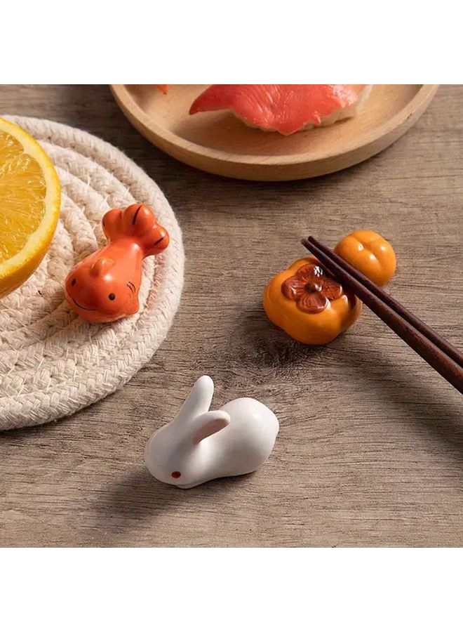 Pink Eared Rabbit Creative Ceramic Chopsticks Storage Pillow Durable Household Tableware - Image 3
