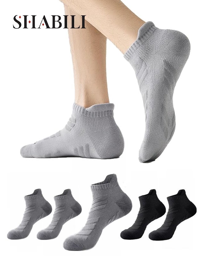 شبيلي جوارب كاحل/قصيرة رياضية سميكة للتدريب من مزيج البوليستر والقطن للرجال والنساء، طقم 5 أزواج، ناعمة وقابلة للتهوية وتمتص الرطوبة، مضادة للانزلاق مع توسيد، برباط مطاطي، مضادة للروائح ولا تتكوّن بها الوبر، مثالية للاستخدام اليومي وصالة الألعاب الرياضية - Image 1