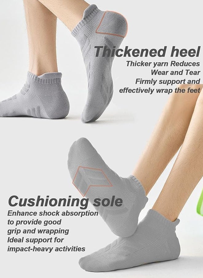 شبيلي جوارب كاحل/قصيرة رياضية سميكة للتدريب من مزيج البوليستر والقطن للرجال والنساء، طقم 5 أزواج، ناعمة وقابلة للتهوية وتمتص الرطوبة، مضادة للانزلاق مع توسيد، برباط مطاطي، مضادة للروائح ولا تتكوّن بها الوبر، مثالية للاستخدام اليومي وصالة الألعاب الرياضية - Image 2