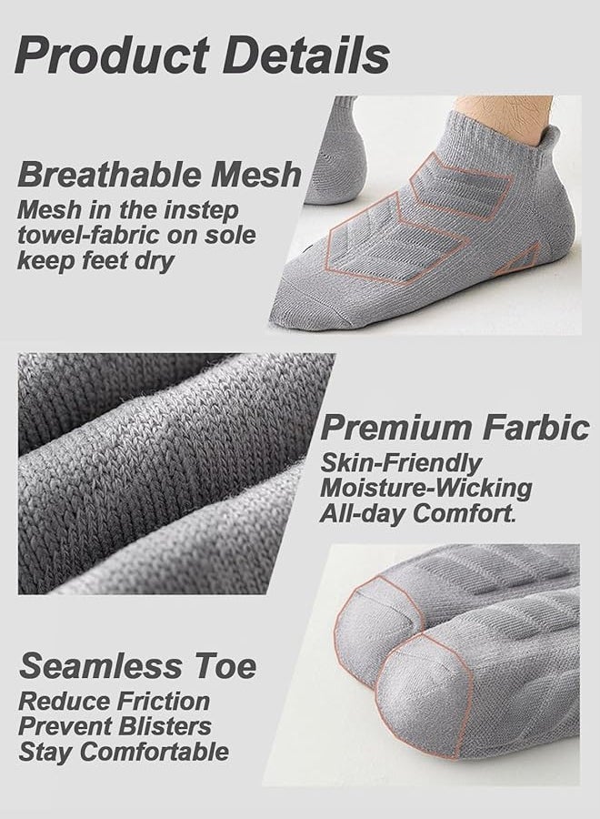 شبيلي جوارب كاحل/قصيرة رياضية سميكة للتدريب من مزيج البوليستر والقطن للرجال والنساء، طقم 5 أزواج، ناعمة وقابلة للتهوية وتمتص الرطوبة، مضادة للانزلاق مع توسيد، برباط مطاطي، مضادة للروائح ولا تتكوّن بها الوبر، مثالية للاستخدام اليومي وصالة الألعاب الرياضية - Image 4