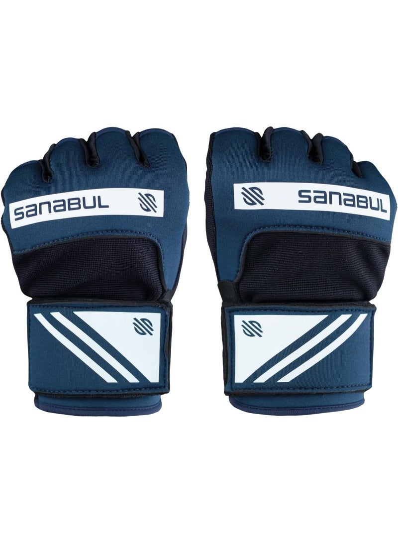 Sanabul  Gel Hand Wraps for Boxing Gloves | MMA Muay Thai Kick Boxing Quick Wraps for Men & Women | Inner Boxing Hand Wrap for Gloves | Padded Knuckle Wrist Wrap (Navy/White)-Small - Image 2