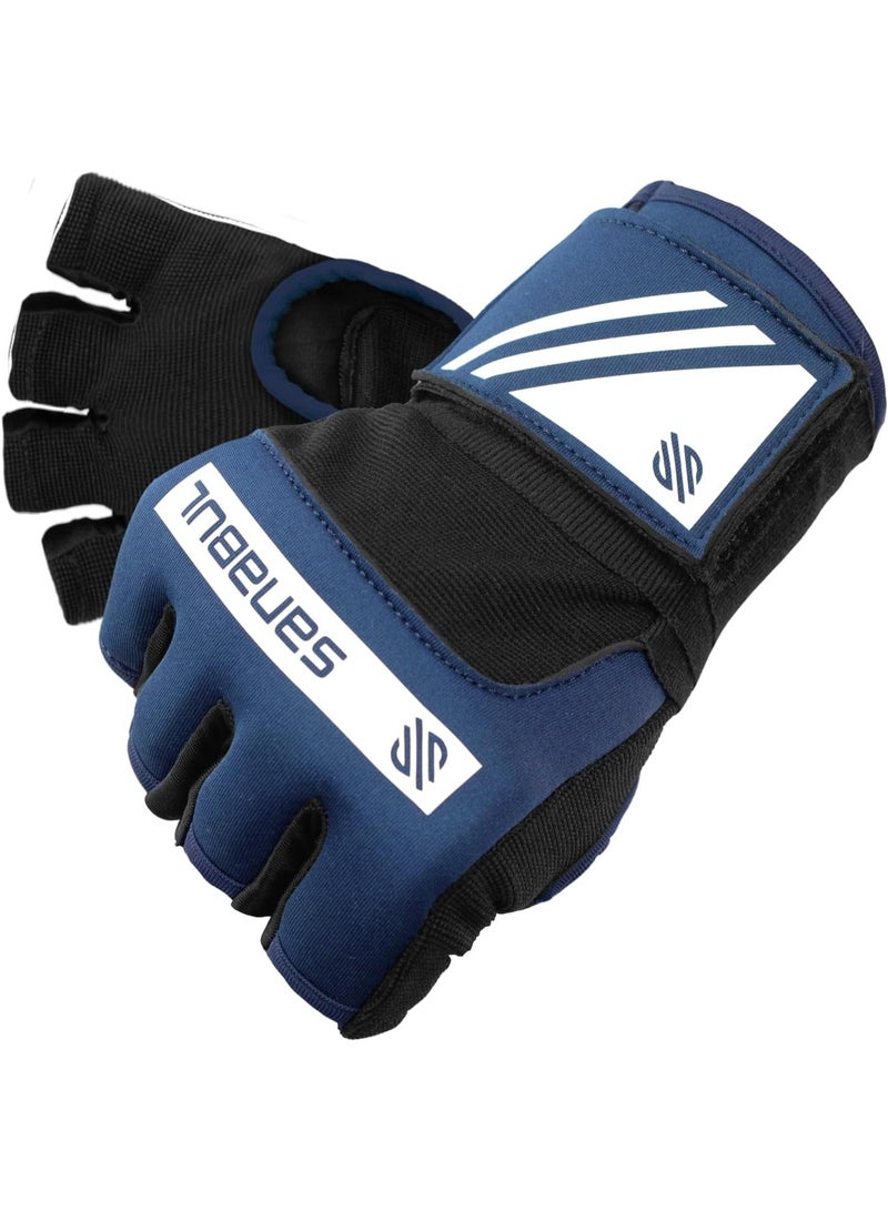 Sanabul  Gel Hand Wraps for Boxing Gloves | MMA Muay Thai Kick Boxing Quick Wraps for Men & Women | Inner Boxing Hand Wrap for Gloves | Padded Knuckle Wrist Wrap (Navy/White)-Small - Image 1