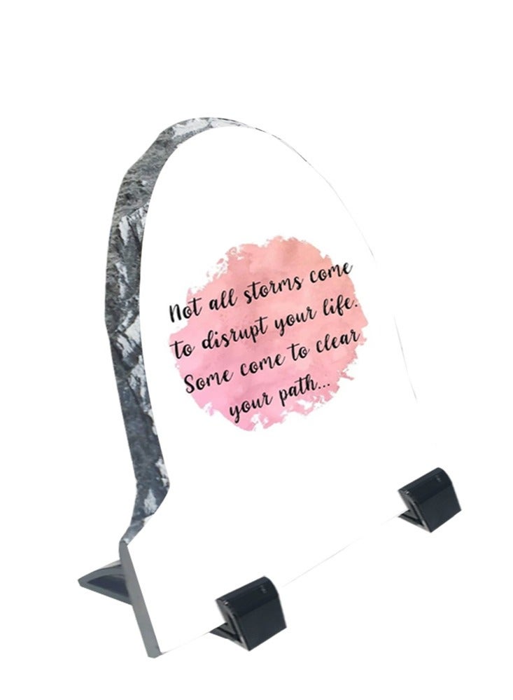 Service Zone Protective Printed White Rock Shape Marble Photo Frame for Table Top Not All Storms Come To Disrupt Your Life  - Image 2