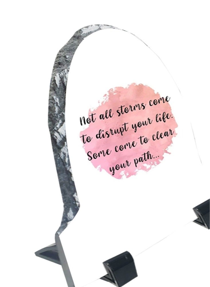 Service Zone Protective Printed White Rock Shape Marble Photo Frame for Table Top Not All Storms Come To Disrupt Your Life  - Image 3