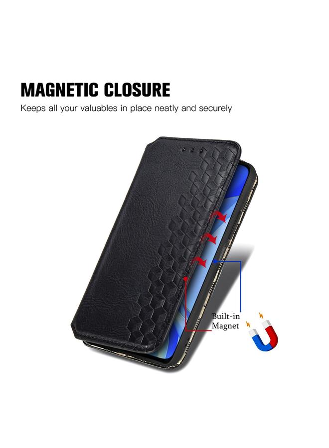 S-TOP Case For Huawei Enjoy 50 Cubic Grid Pressed Magnetic Leather Phone Case - Image 5