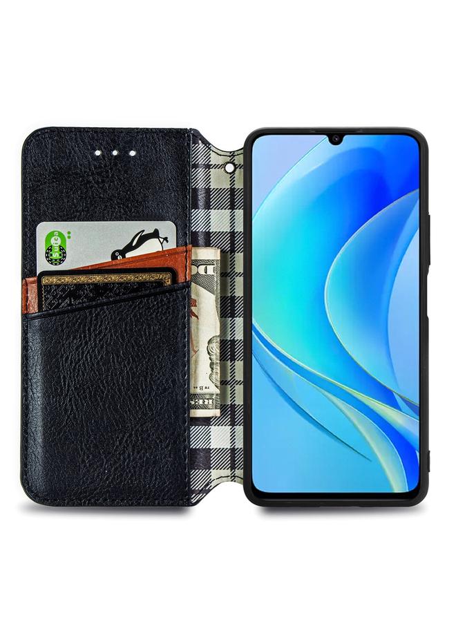 S-TOP Case For Huawei Enjoy 50 Cubic Grid Pressed Magnetic Leather Phone Case - Image 3