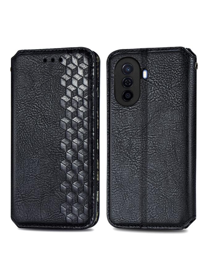 S-TOP Case For Huawei Enjoy 50 Cubic Grid Pressed Magnetic Leather Phone Case - Image 2