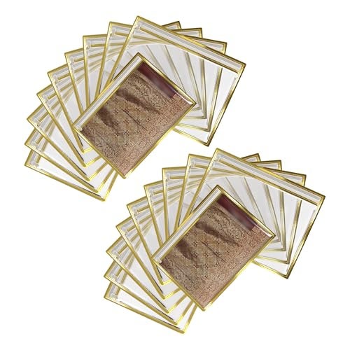 FabPax Premium Saree Cover for Storage & Travel, Transparent Non-Woven Saree Bag with Zipper, Dustproof Wardrobe Organizer for Silk, Designer & Wedding Sarees (36x42 cm) (Golden, Set of 20) - Image 1