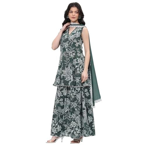 BIBA women Green Cotton Straight Kurta Set_36 - Image 2