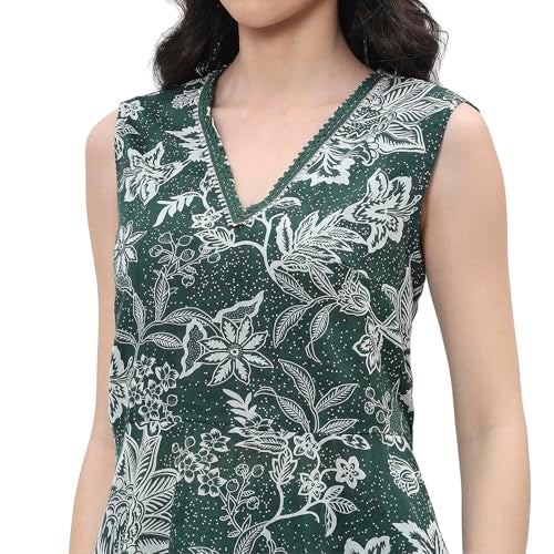 BIBA women Green Cotton Straight Kurta Set_36 - Image 5