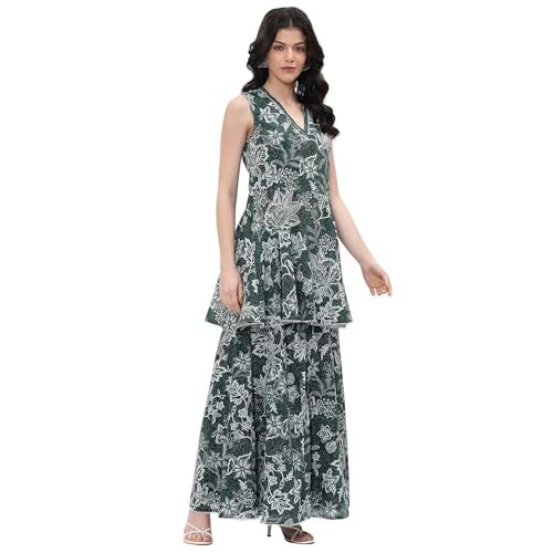 BIBA women Green Cotton Straight Kurta Set_36 - Image 3