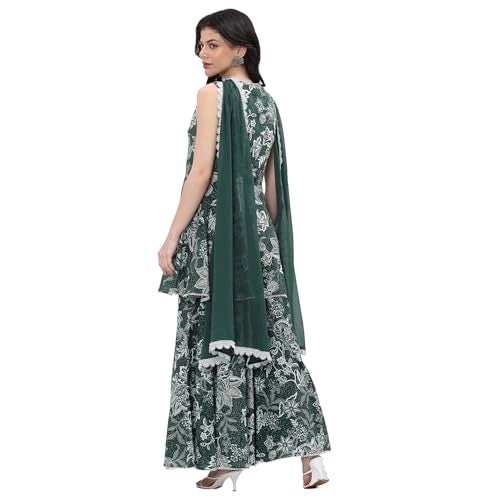 BIBA women Green Cotton Straight Kurta Set_36 - Image 4