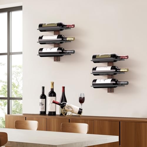 B4Life Wine Rack Wall Mounted for 6 Wine Bottles, Wood Wine Racks for Wall, Wine Holder Wine Bottle Racks for Kitchen, Dining Room, Bar - Image 5