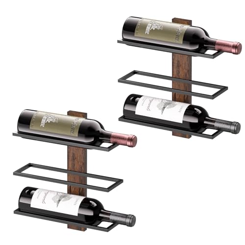 B4Life Wine Rack Wall Mounted for 6 Wine Bottles, Wood Wine Racks for Wall, Wine Holder Wine Bottle Racks for Kitchen, Dining Room, Bar - Image 1