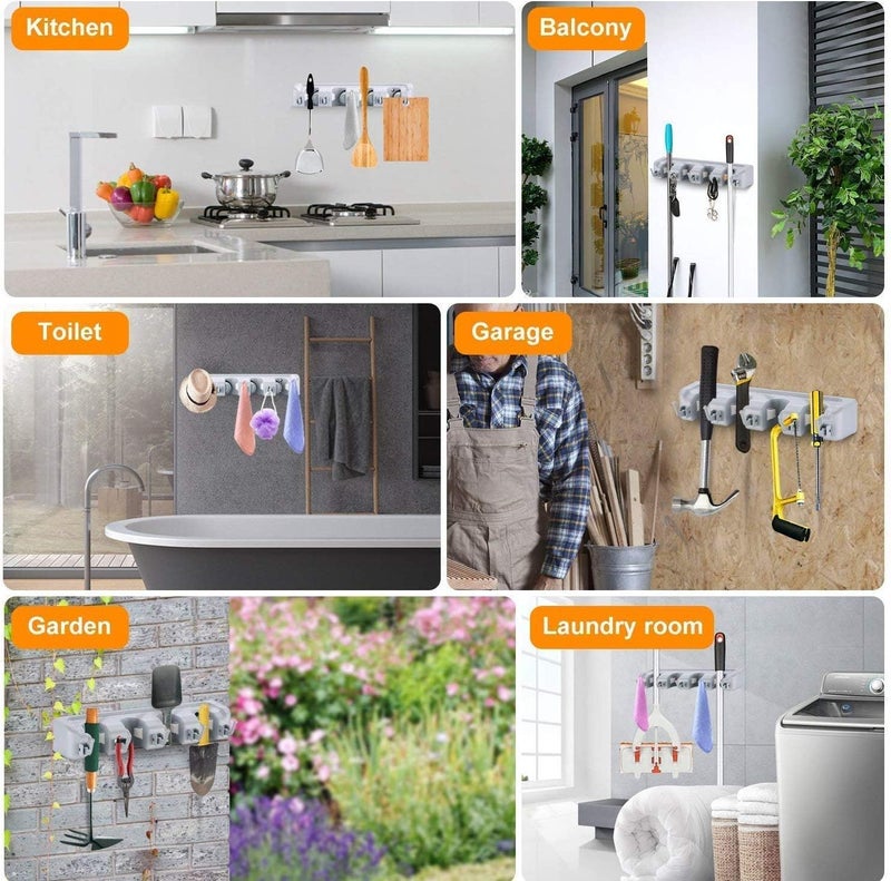 GETZET Multipurpose Wall Mounted Broomstick Hanger Organizer NonSlip Guarantee Weatherproof Perfect Storage Solutions for Garage Home Stand Hanging Shelves - Image 5