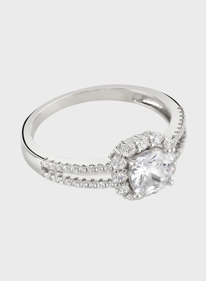 باكلي لندن Spli Band Cushion Sparkle Solitaire Ring